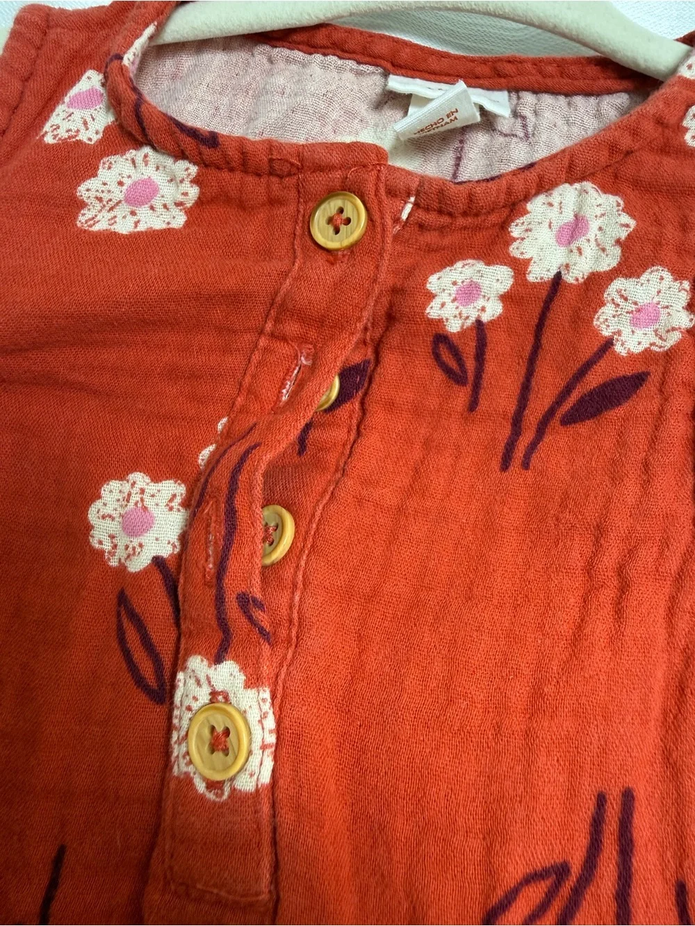 Cat & Jack Baby Girls Floral Muslin Bubble Romper Rust Orange | Size 18M